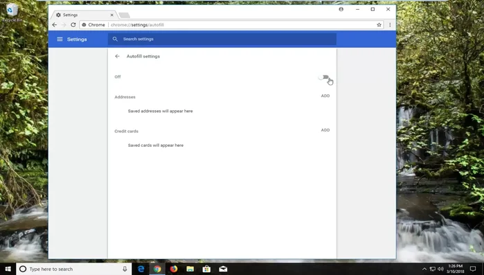 Per disattivare i dati di compilazione automatica, vai su "Impostazioni di riempimento automatico" e disattiva l'opzione.