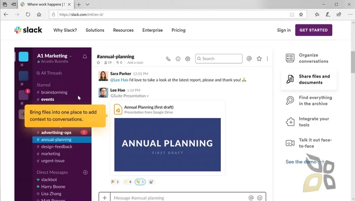 Invia messaggi di testo, audio e video; condividi file e documenti.