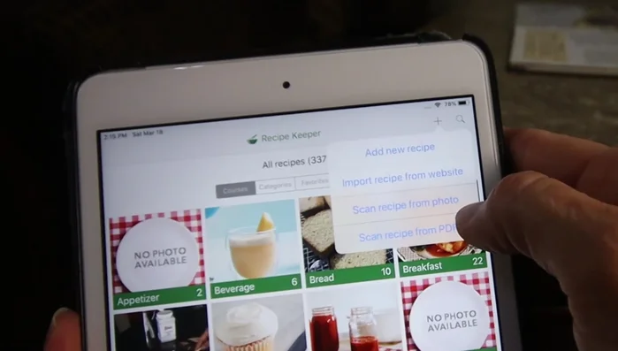 Selezionare "Scansiona ricetta da foto".
