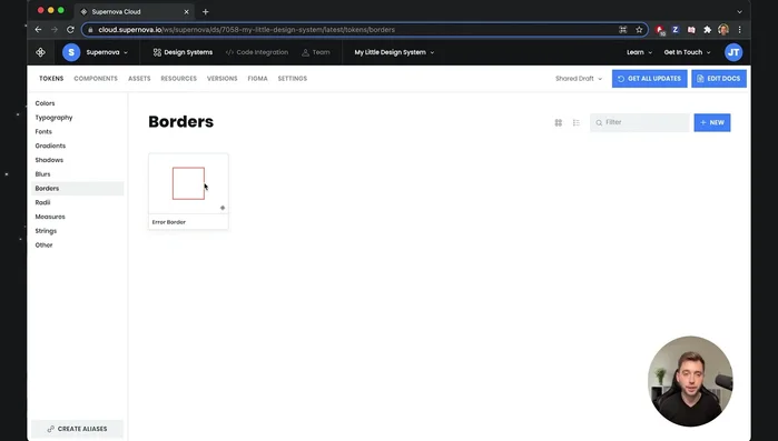 Collegare il token 'Misura' (es. 'Spessore') ad altri token (es. 'Bordo di Successo') per creare dipendenze dinamiche. Modificando il valore della misura, tutti i token collegati si aggiornano automaticamente.