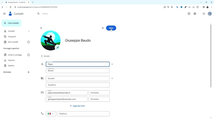 Cliccare su "Salva".