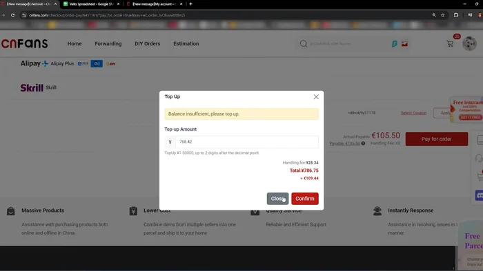 Completa il pagamento.