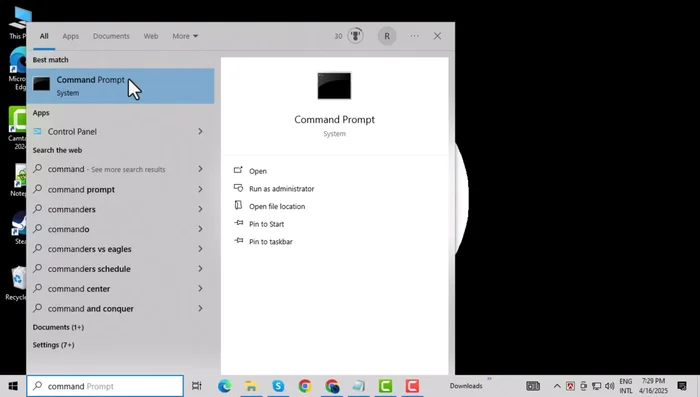 Apri il prompt dei comandi come amministratore.