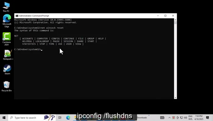 Digita `ipconfig /flushdns` e premi Invio.