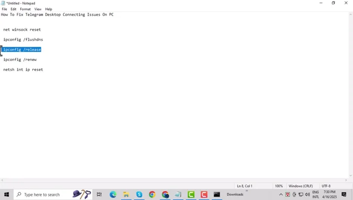 Digita `ipconfig /renew` e premi Invio.