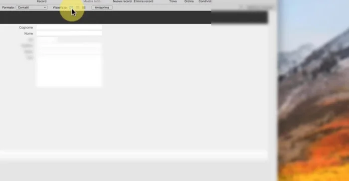 Modifica visualizzazione: doppio clic sul formato, selezionare 'Visualizzazione' e disattivare le visualizzazioni 'Lista' e 'Tabella' se non necessarie.