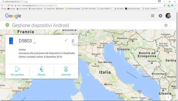 Se necessario, utilizza le opzioni "Fai squillare", "Blocca" o "Cancella dati" (con cautela!).