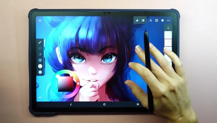 Regolare dimensione e opacità del pennello rapidamente con le dita (tenere premuto con tre dita).