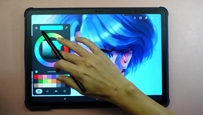 Tenere la ruota dei colori sempre visibile trascinandola sulla tela (con due dita).