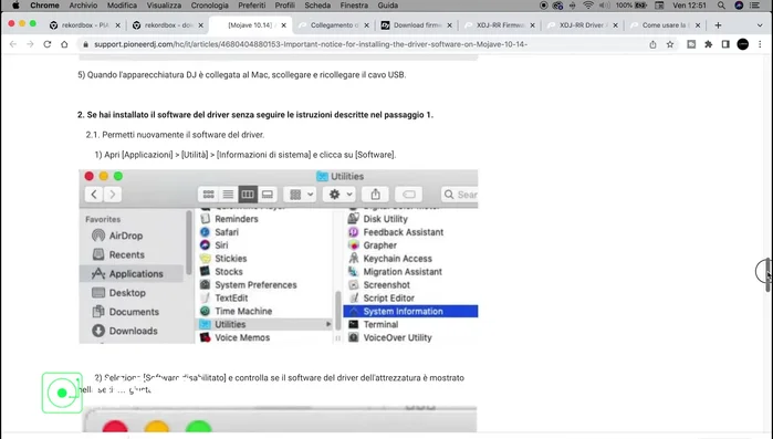 Verifica i programmi bloccati (se il problema persiste): Vai su Informazioni di Sistema > Software > Software disabilitati. Autorizza eventuali programmi bloccati.