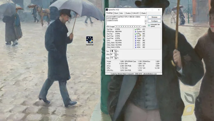 Monitora le temperature e le velocità delle ventole (RPM) nella schermata principale di SpeedFan.