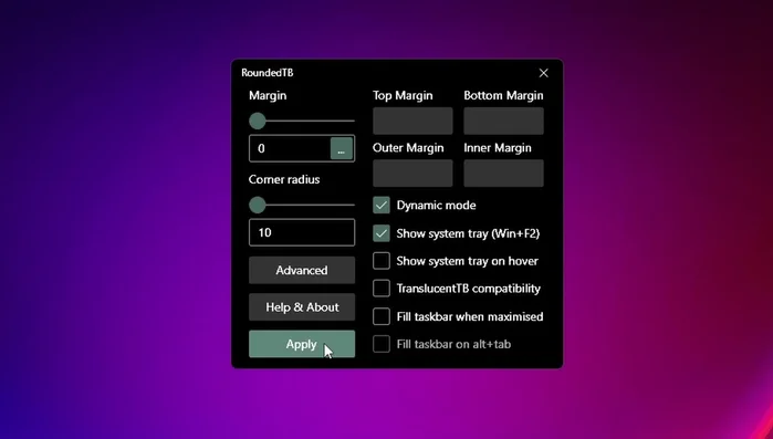 (Opzionale) Per nascondere la barra a destra, attiva 'Shock System Tray All Over'.