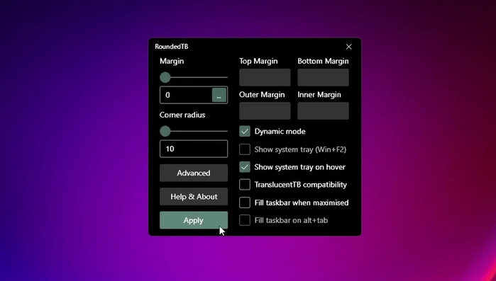 (Opzionale) Per nascondere la barra a destra, attiva 'Shock System Tray All Over'.