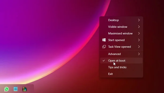 Attiva 'Rainet Startup' per RoundedTB nel menu contestuale (tasto destro) per l'avvio automatico.