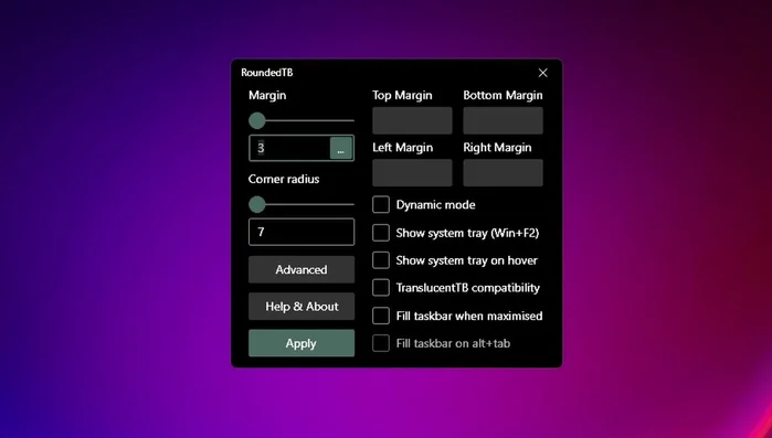 (Opzionale) Per nascondere la barra a destra, attiva 'Shock System Tray All Over'.