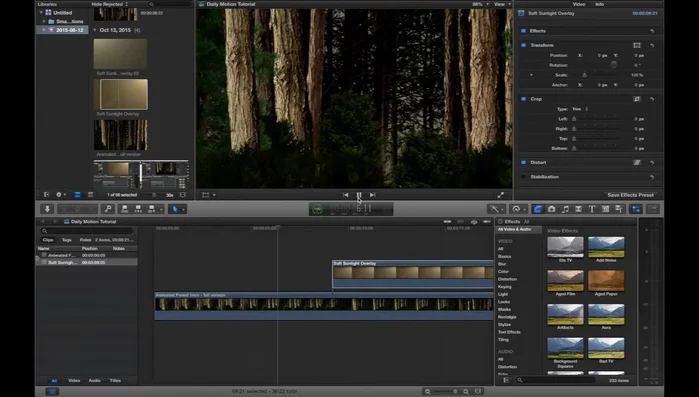 Importare le clip video (base e sovrapposizione) nel software di editing.