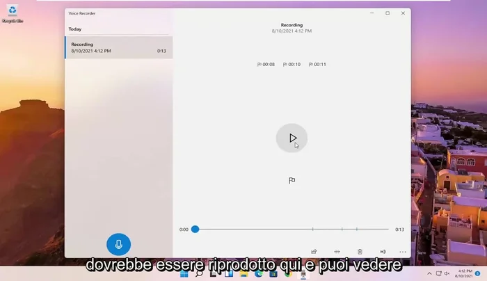 Salvare la registrazione cliccando sull'icona di salvataggio.
