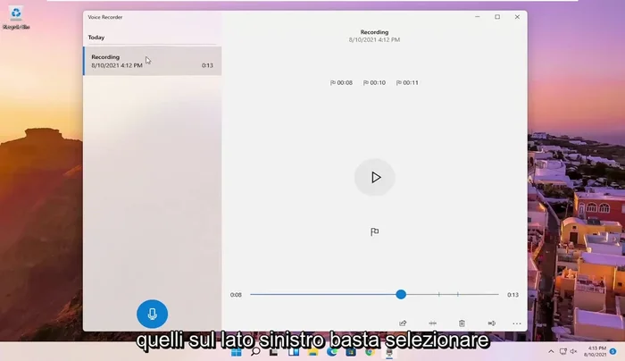 Salvare la registrazione cliccando sull'icona di salvataggio.