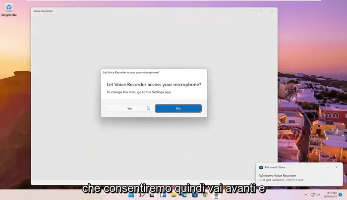 Autorizzare l'accesso al microfono.