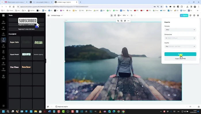 Esportare l'immagine.