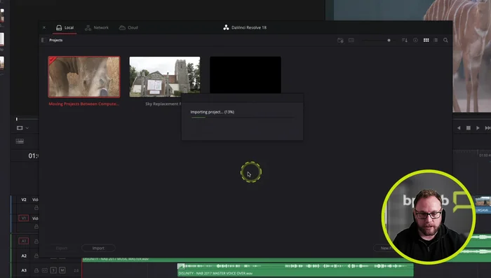 DaVinci Resolve importerà il progetto e collegherà automaticamente i media.