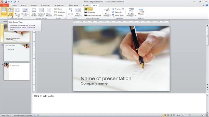 Scegli la modalità di visualizzazione desiderata (Normale, Ordinamento diapositive, Pagina delle note, Lettura, Master diapositiva)