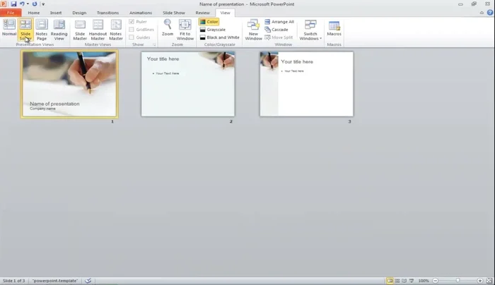 Utilizza la visualizzazione 'Ordinamento diapositive' e l'opzione 'Scala di grigi' per visualizzare solo il testo, facilitando la modifica senza distrazioni.