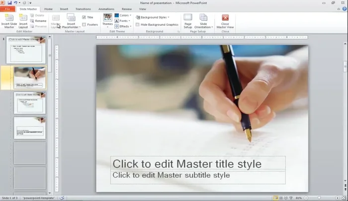 Utilizza la modalità 'Master diapositiva' per apportare modifiche ai caratteri e ai modelli che si applicheranno a tutte le diapositive.
