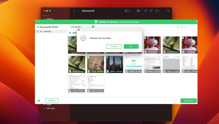 Fai clic su "Recupero" e scegli una cartella di destinazione.
