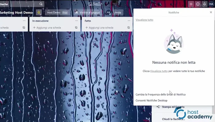 Gestione delle notifiche: visualizzare le notifiche, modificare la frequenza di invio delle email e attivare le notifiche desktop.
