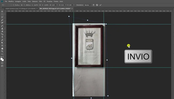 Eliminare le guide ("Visualizza > Cancella guide").