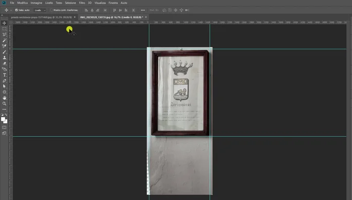 Eliminare le guide ("Visualizza > Cancella guide").