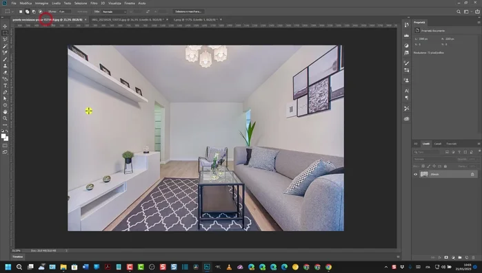Adattare l'immagine incollata alla prospettiva dell'ambiente utilizzando le maniglie di trasformazione (Ctrl+T).