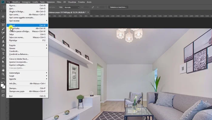 Salvare l'immagine finale (File > Salva con nome).