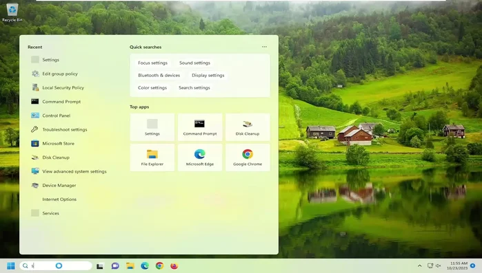 Aprire il menu di ricerca e digitare "Impostazioni"