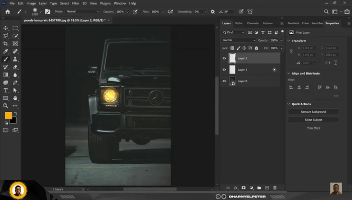 Crea un altro nuovo livello. Usa lo stesso pennello, ma aumenta le dimensioni. Imposta la modalità di fusione su "Schermo". Applica la luce con un singolo click. Deseleziona "Livello forme trasparenza" nelle opzioni di fusione.