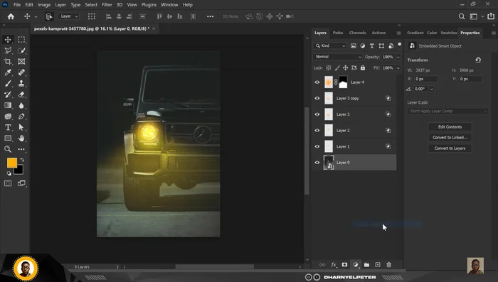 Utilizza un livello di regolazione "Bilanciamento colore" per affinare i colori. Aggiungi giallo alle luci, blu alle ombre e tocchi di rosso e giallo per i dettagli.