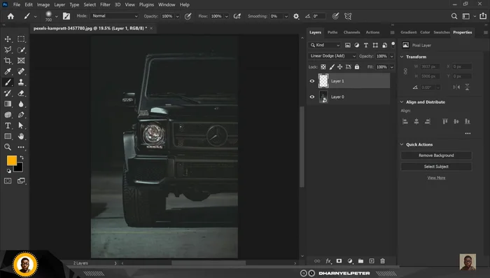 Con un pennello morbido e rotondo (opacità e flusso al 100%), applica la luce con un singolo click. Utilizza lo strumento "Dodge" (lineare) per illuminare ulteriormente le aree.