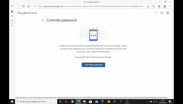 Google ti reindirizzerà al sito interessato. Inserisci la password attuale e crea una nuova password più sicura.