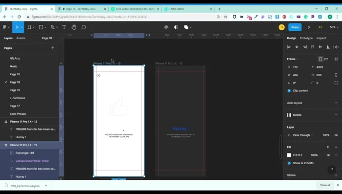 Utilizza Figma Mirror o il prototipo per visualizzare l'anteprima dell'animazione.