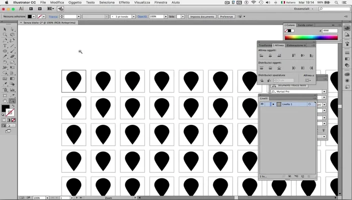 Aggiungi il numero (da 1 a 100) su ogni marker, assicurandoti che il testo sia centrato sia orizzontalmente che verticalmente.