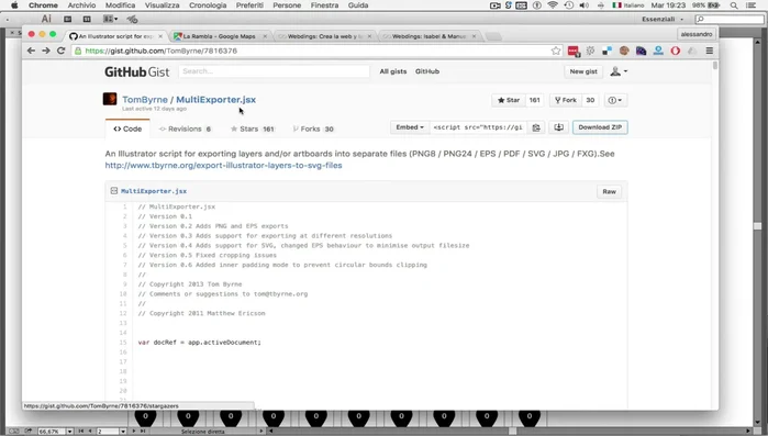 Inserisci lo script nella cartella Scripts di Illustrator (Riavvia Illustrator se necessario).