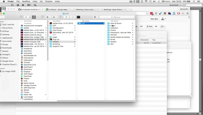 Inserisci lo script nella cartella Scripts di Illustrator (Riavvia Illustrator se necessario).