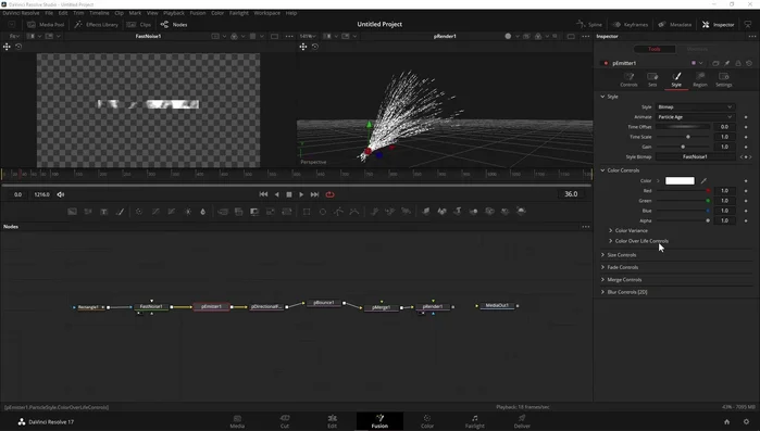 Animare l'angolo di emissione per simulare un irrigatore o un movimento rotatorio.
