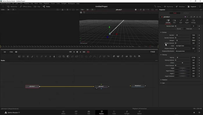Aggiungere una variazione all'angolo di emissione per creare un effetto a ventaglio.