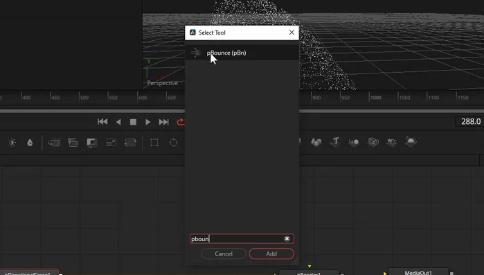 Regolare i parametri del nodo "P.Bounce" (elasticità, spin, roughness) per personalizzare il comportamento delle particelle al rimbalzo.