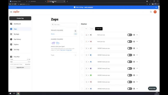 Crea un account su Zapier.com.