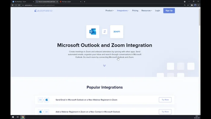 Seleziona Microsoft Outlook come app di destinazione.