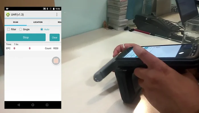 L'applicazione mostra i tag letti e il numero di conteggi.