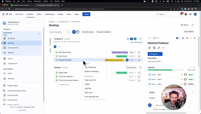 Fare clic destro sulla storia e selezionare 'Dividi'.